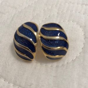 Gold & Royal Blue Costume Earrings